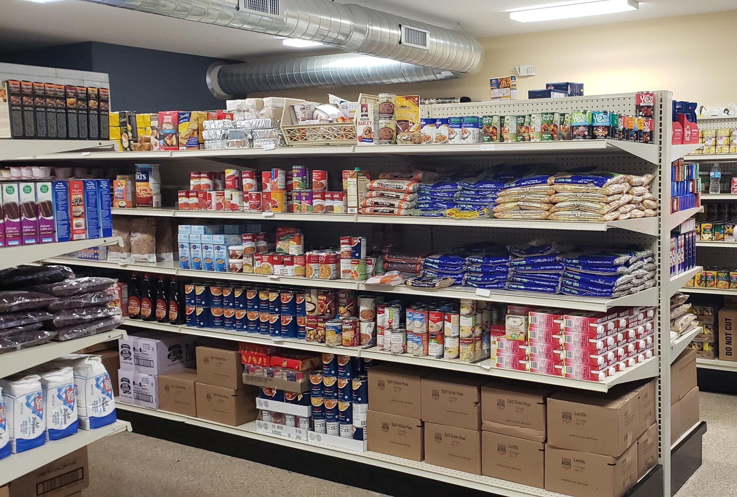 Stocked shelves at the Sauk Prairie Food Pantry